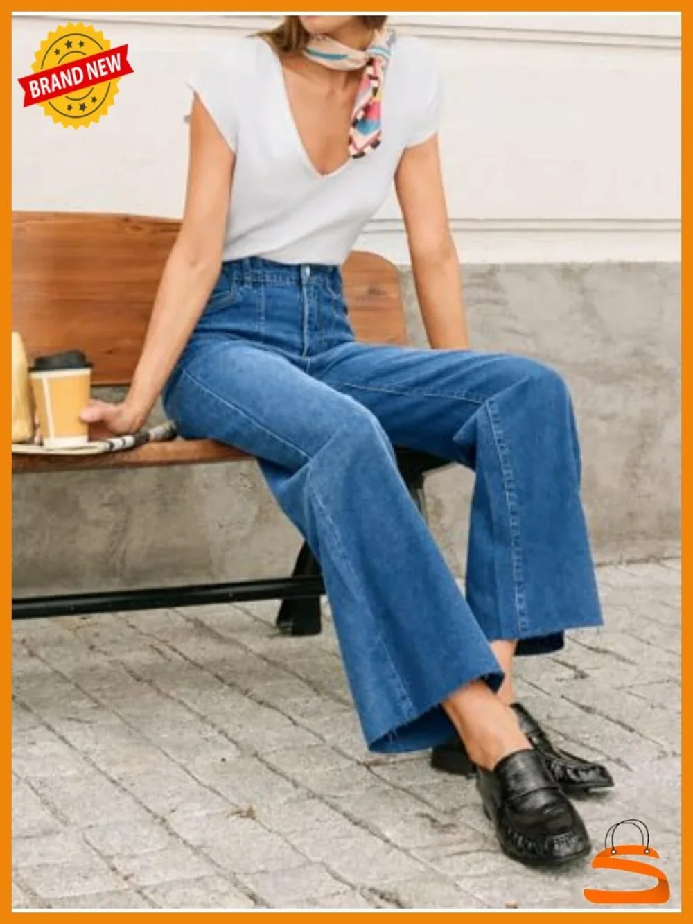 Wide Leg High Waisted Jeans Stretchy Straight Denim Pants Baggy Loose Fit with